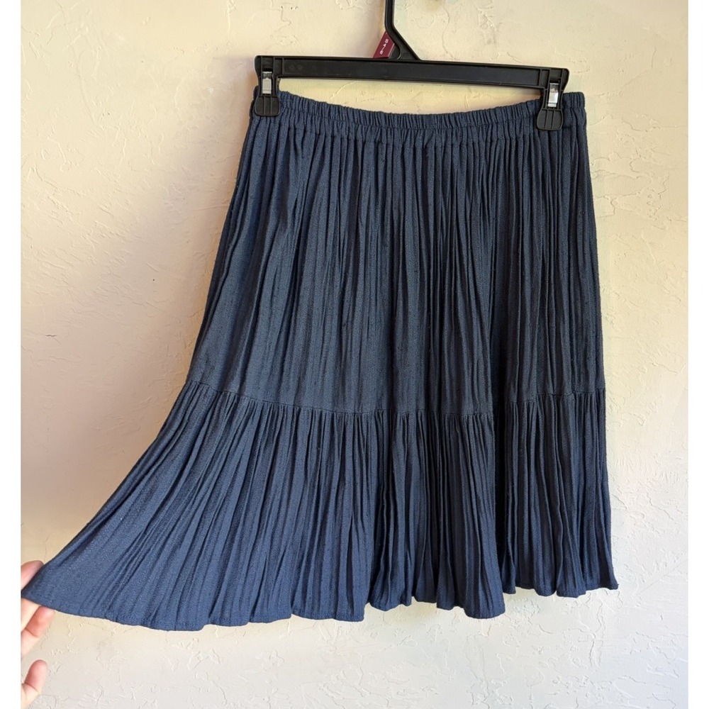Vintage 90s Y2K Double D Ranch Indigo Broomstick Crinkle Tiered Skirt S Blue